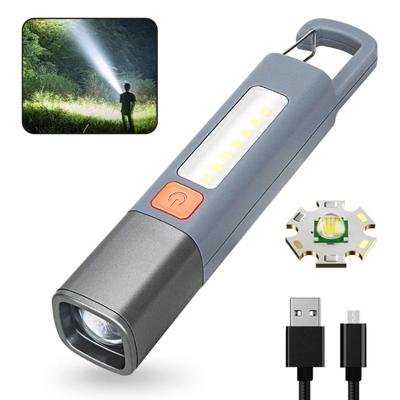 Mini Taşınabilir LED El Feneri USB Şarj Edilebilir Kancalı Yakınlaştırılabilir El Feneri Açık Hava Kampı Yürüyüşü Acil Durum Feneri