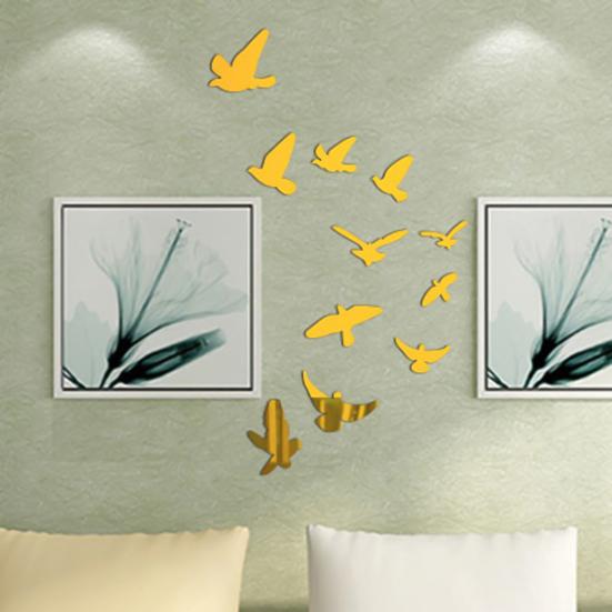 11Pcs/Set Wall Sticker Wide Application Convenient Acrylic Bird Vivid 3D Wall Decorative Sticker for Home