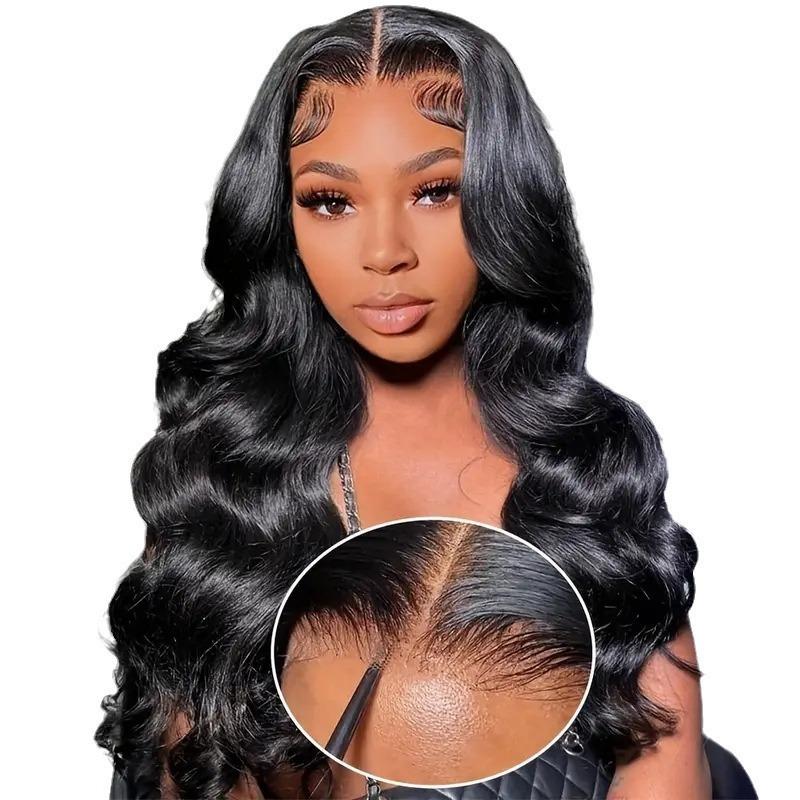 Front Lace Synthetic Wig with Natural Large Waves Black Wig In Stock