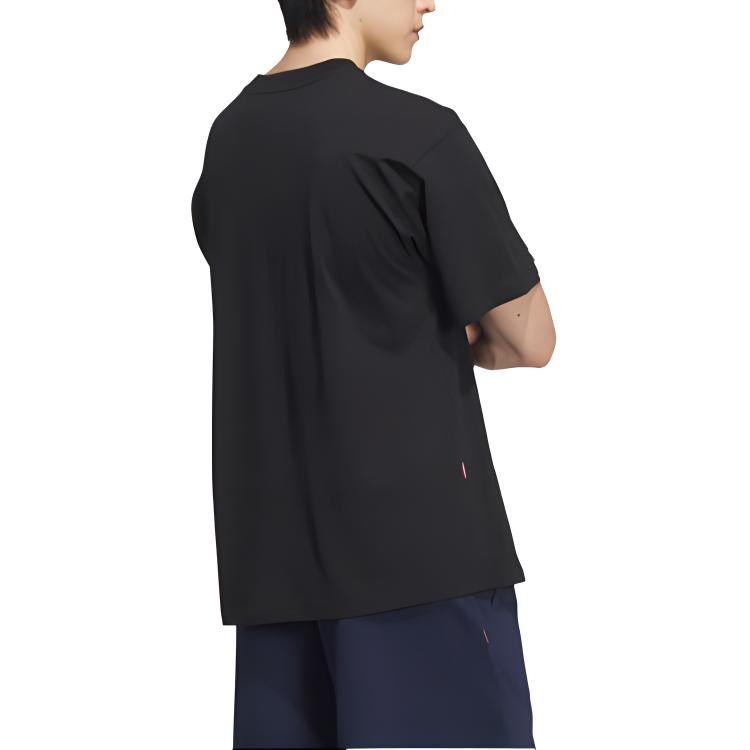 Adidas Solid Color Round Neck Casual Comfortable Loose Short Sleeve T-Shirt Unisex Tops Black JC7903