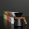 DHPO Ceramic Pour Over Coffee Dripper Set High Temperature Fired Ceramic Accessories V60 Dripper Wooden Handle Black 590ml