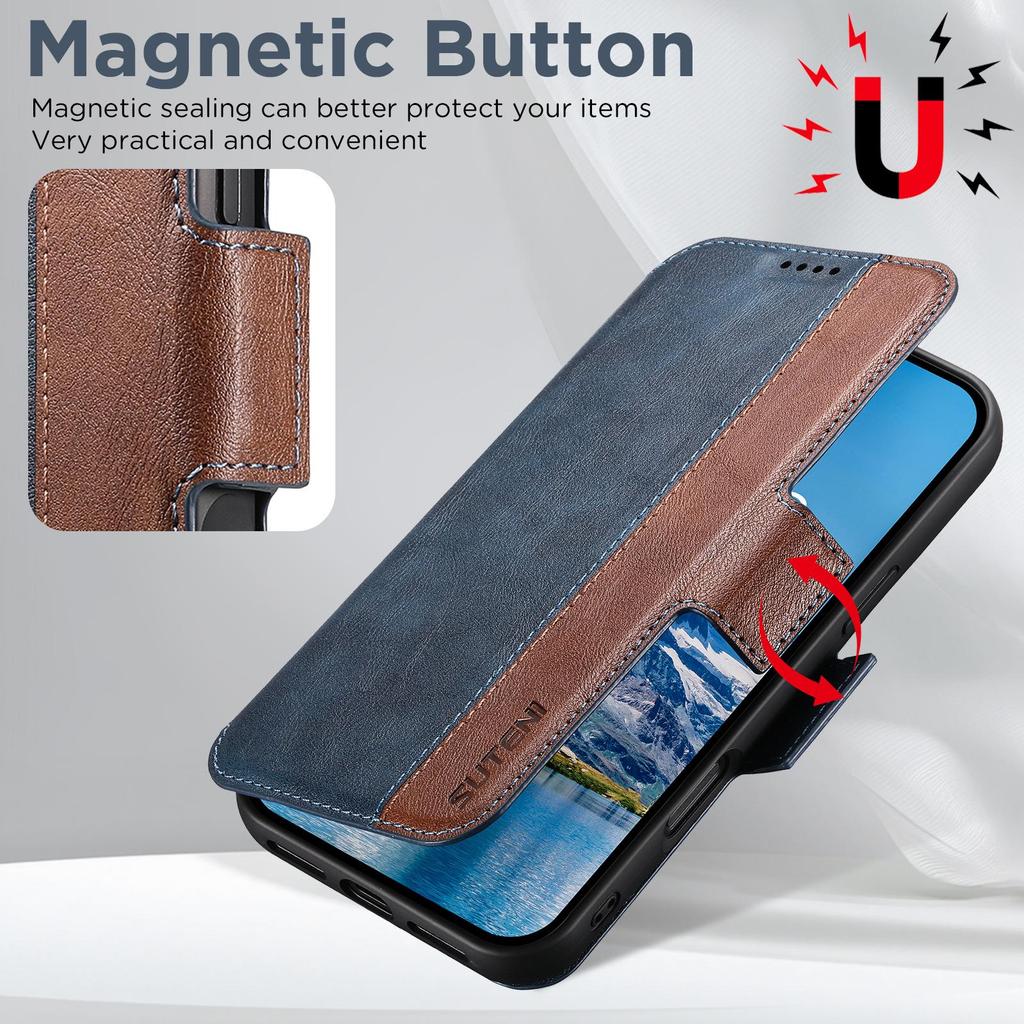 Capa de Couro Magnética Flip para iPhone 17 Pro Max/Samsung S25U com Carregamento Sem Fio