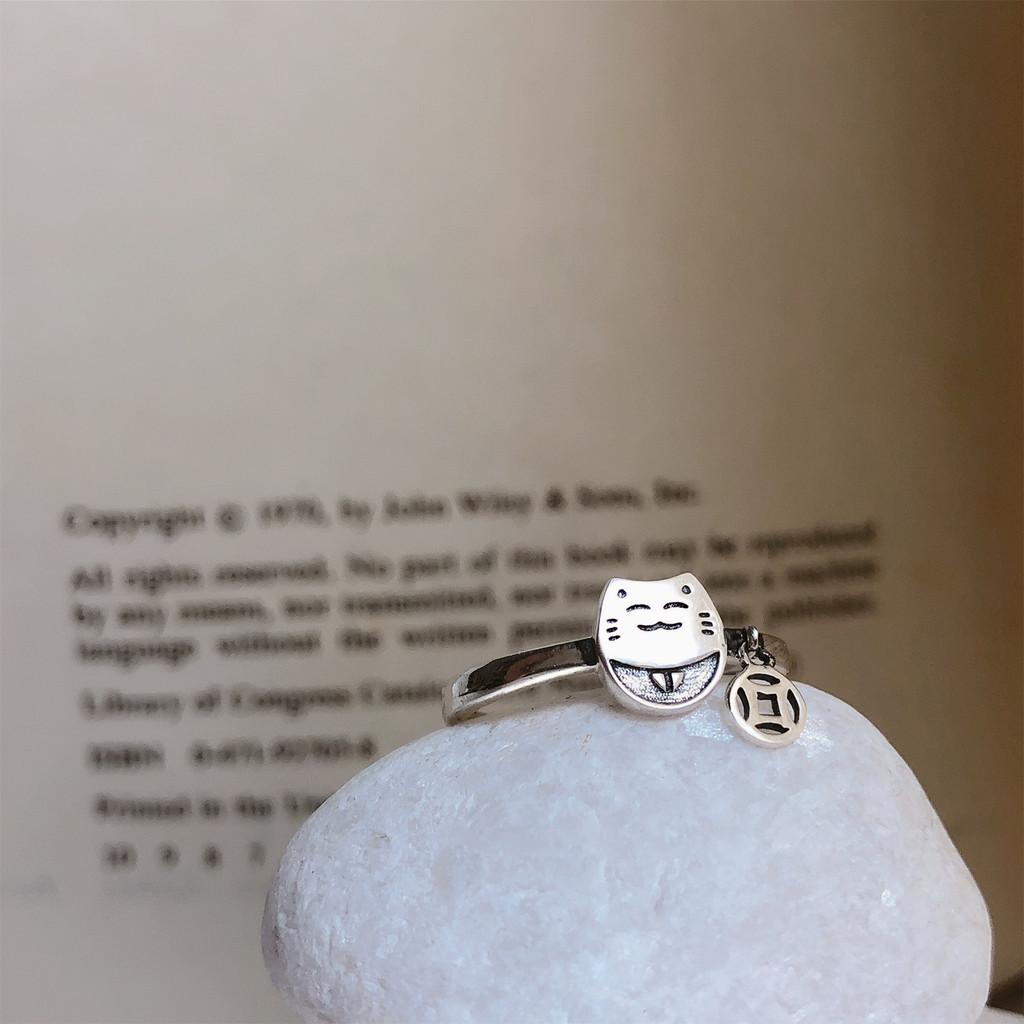 Silver Stunning S925 Cat Ring For Women Featuring A Modern Geometric Shape And Size Adjustable
