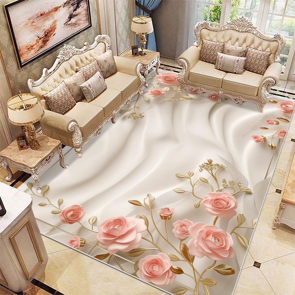 Dywan w kwiaty w stylu europejskim do salonu, pod sofę, miękkie dywaniki, luksusowy wystrój sypialni, dywanik przy łóżku, duże dywaniki do pokoju, szatni, salonu, maty podłogowe