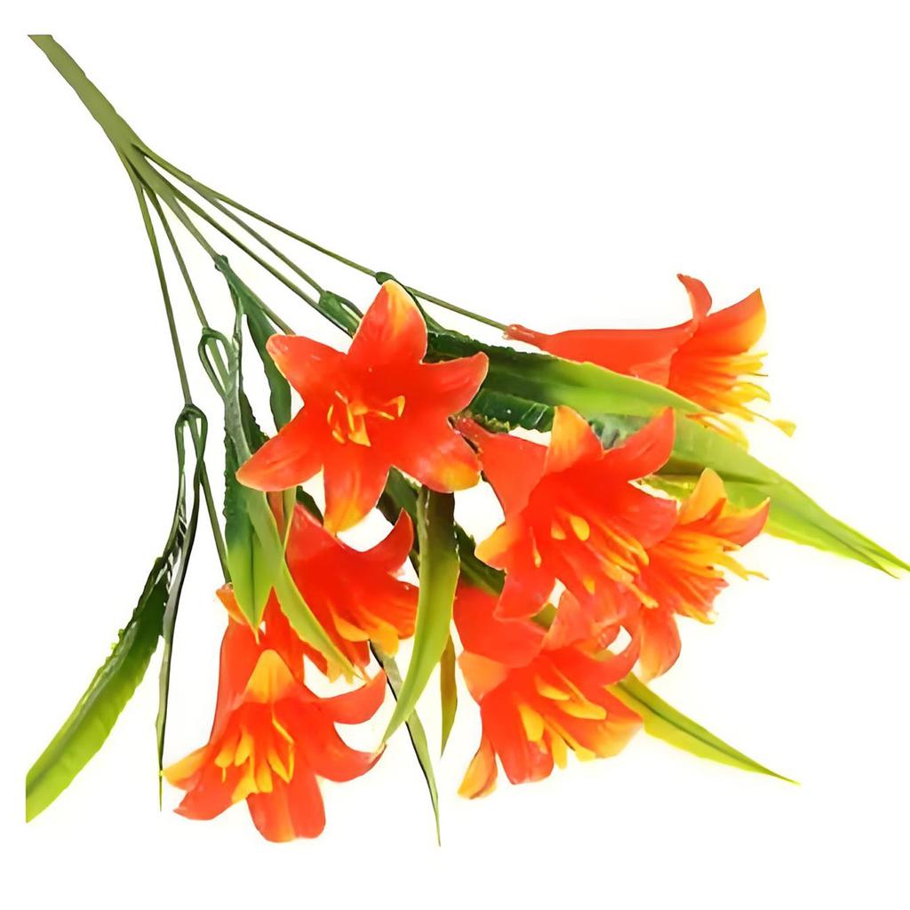 Lily Konstgjorda Blommor Inomhus Utomhus för Dekoration UV-beständig Icke-bleknande Plastväxter för Trädgård Veranda Sovrum Kontor Bord