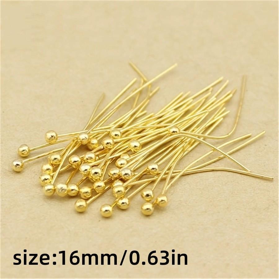 

100 шт./лот Шариковые булавки Посеребренные Позолоченные Булавки с головкой для нанизывания бусин Изготовление ювелирных изделий Сделай сам Ремесло Ручная работа Аксессуары 16mm-100Pcs золотой