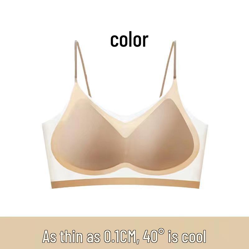 

Ultra-Thin Seamless Ice-Feel Camisole Bra: Comfortable, Breathable, and Wireless for Summer XL (110-130 lbs)