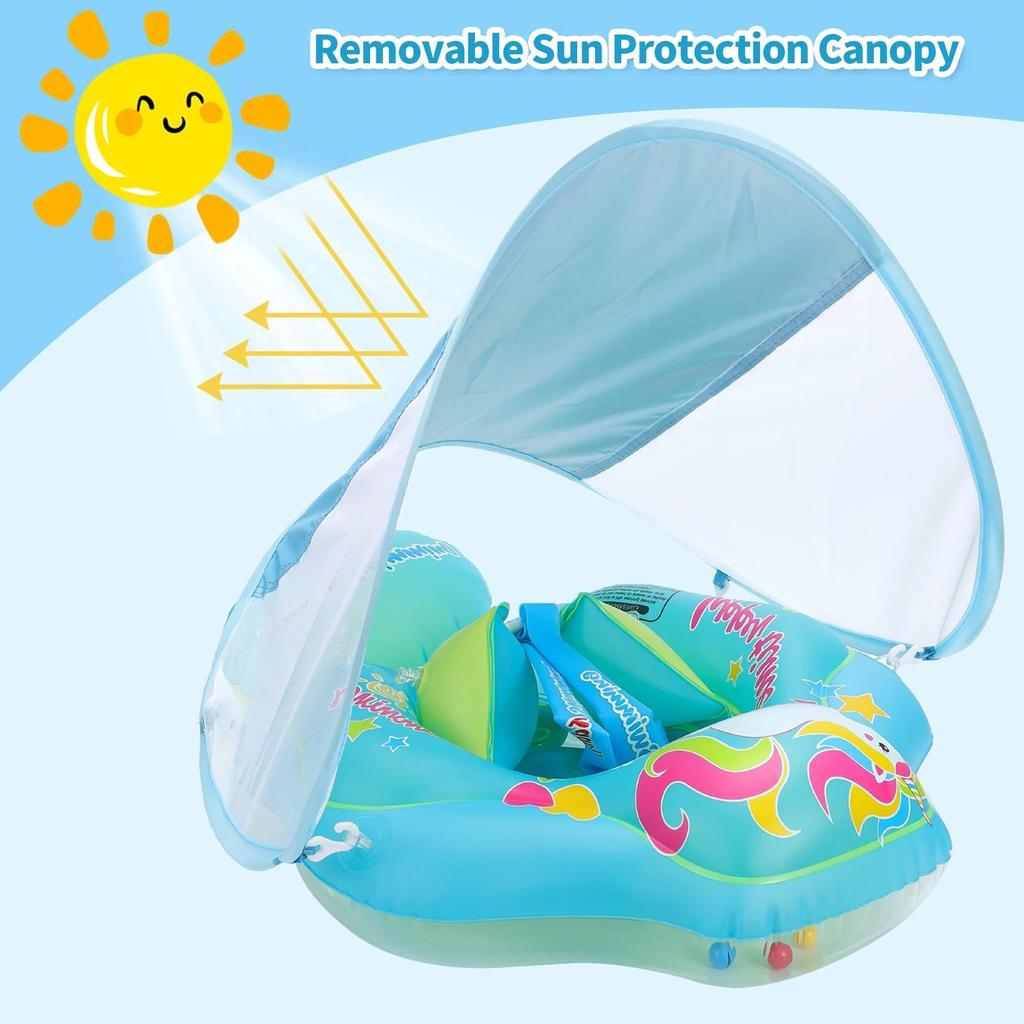 Baby Swimming Ring Inflatable Adjustable Safety Float for Infants Toddlers Kids Pool Bathing Summer Swimming Toys with Seat