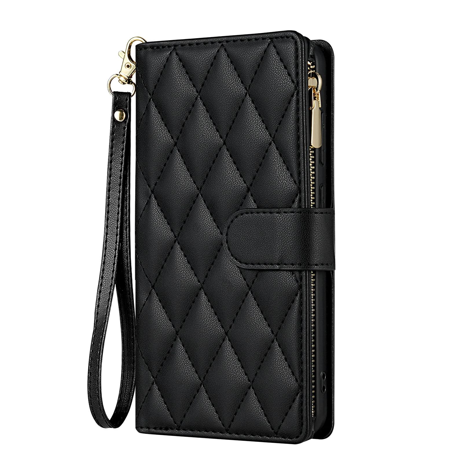 

Zipper Cards Solt Wallet Leather Crossbody Bag Case For Samsung Galaxy S24 Ultra S23 Plus S22 S21 A55 A25 A15 A35 A54 A34 Cover For Samsung A05S чёрный