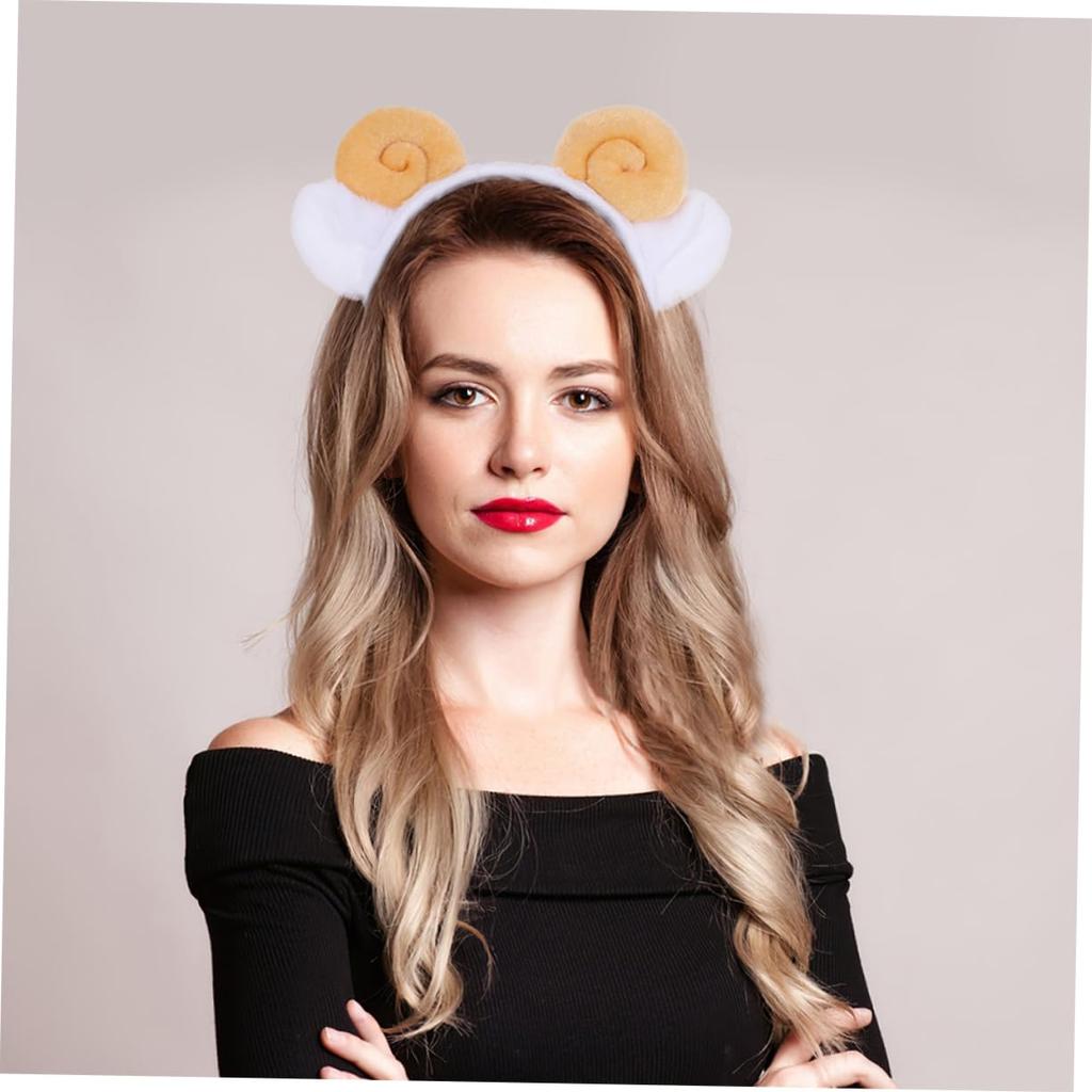 [FOMIYES] 3 Cute Goat Ear Headbands, Plush Sheep Horn Headbands for Birthday Parties and Halloween, Suitable for Kids and Adults, Fashionable and