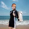 Women's One-Piece Quick-Drying Long Sleeve Sport Swimsuit - Conservative, Slimming, Belly-Covering, Surfing-Style.