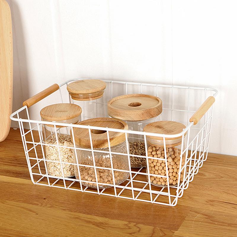 Ins Wind Wrought Iron Storage Basket Japanese Desktop Storage Basket Bathroom Simple Storage Basket Kitchen Storage Box Desk Organizer