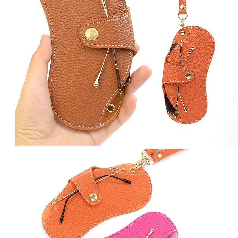 Glasses Case Portable Neck Hanging Soft Leather Scratch Wear Resistant Glasses Bags PU Leather Glasses Holder