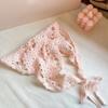 French Pastoral Style Handmade Crochet Headscarf Hat Knitted Triangle Headband Retro Flower Design Fashion Towel Accessory