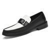 New Designer Brand Black and White Fashionable Color Blocked Loafers Comfortable Non Slip Office Groomsman Dating Leather Shoes