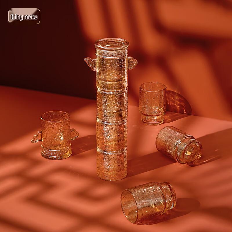 Wuzuo Golden Huabiao Column Glass Cup Gift Set (4-Pack)