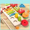 Wooden Multifunction Baby Toy With Fishing Piano And Shape Sorting For Preschoolers
