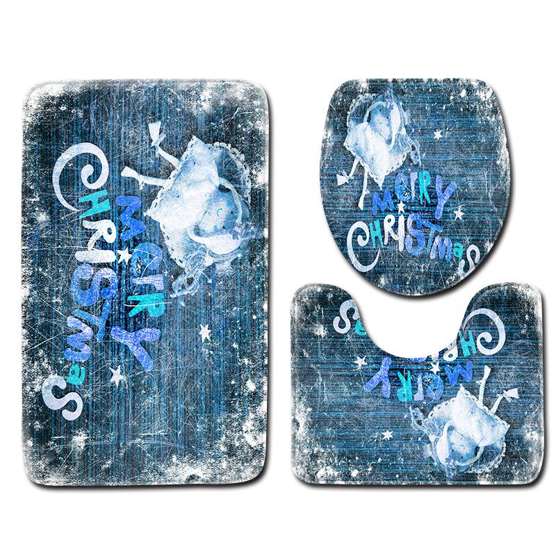 Weihnachts-Badezimmer-Bodenmatte Badezimmermatte Toilette Dreiteiliges Set
