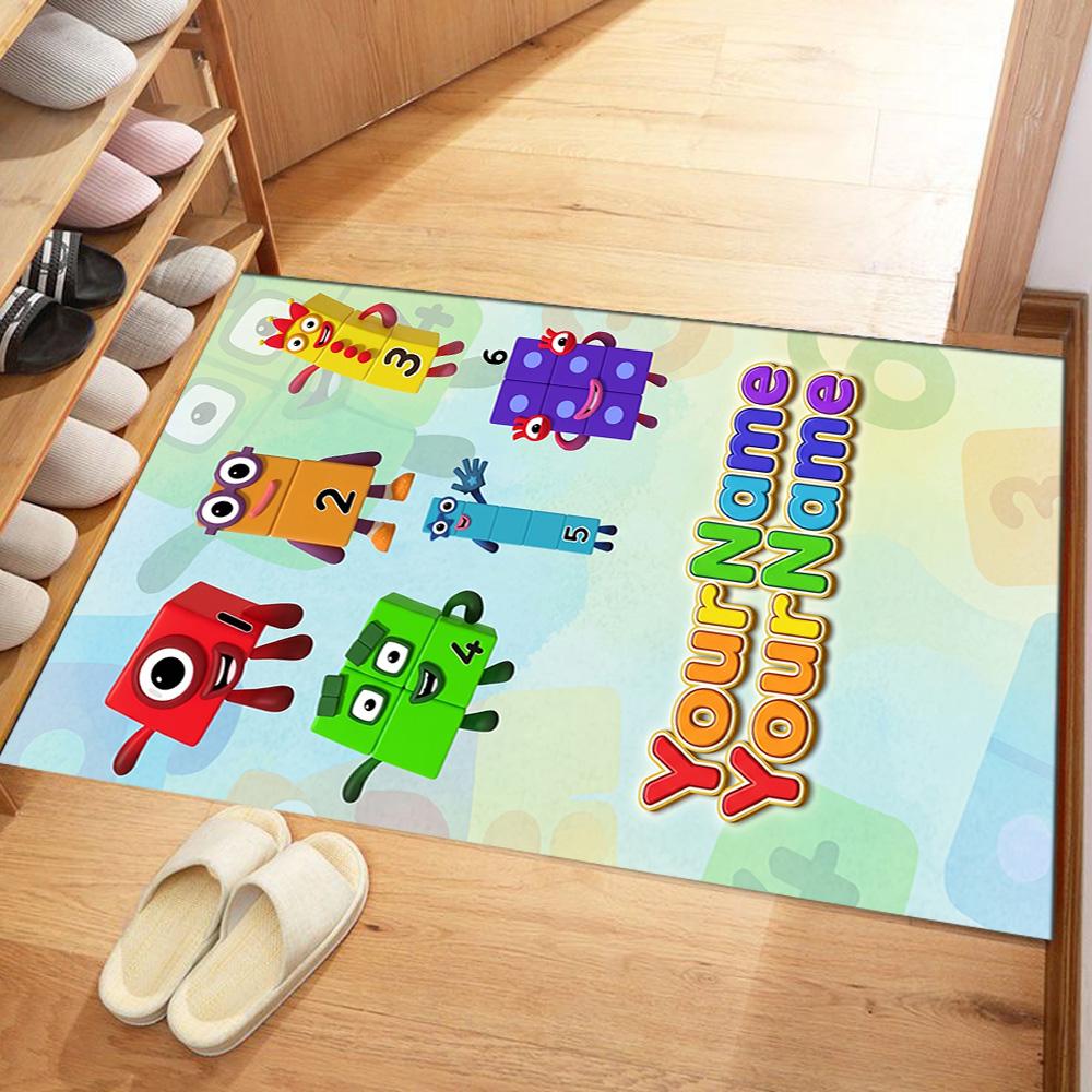 Tappeto Design Personalizzabile con Testo Numberblocks per Stanza del Dormitorio, Sale Giochi, Soggiorni, Balcone, Tappeto Antiscivolo, Ufficio, Arredamento Casa