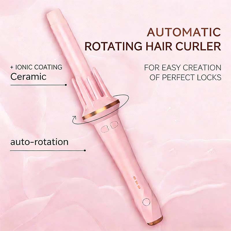 Women's Fully Automatic Ceramic Hair Curling Stick Iron Hair Rotating Stick LED Temperature Display Wave Culer Hair Styling Tool