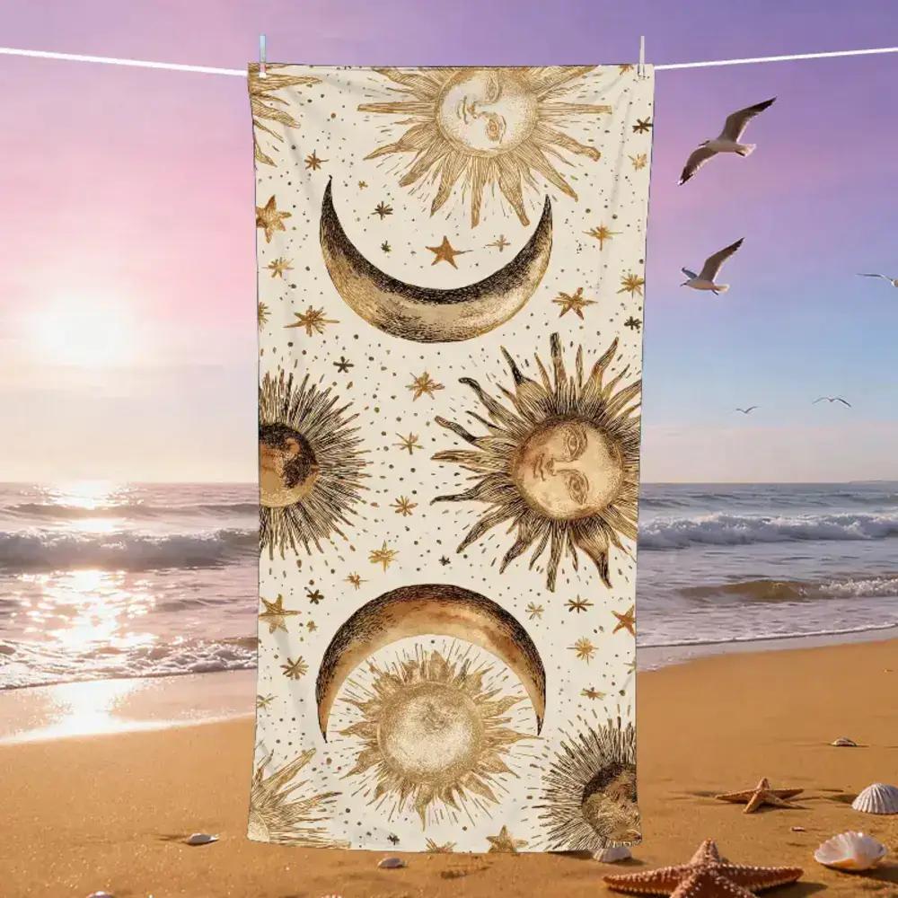 Of Solar Observation Activity Themed Beach Towel,Solar Eclipse,Lunar Surface,Hypnotic State,Alternate Dimension,Prehistoric Era