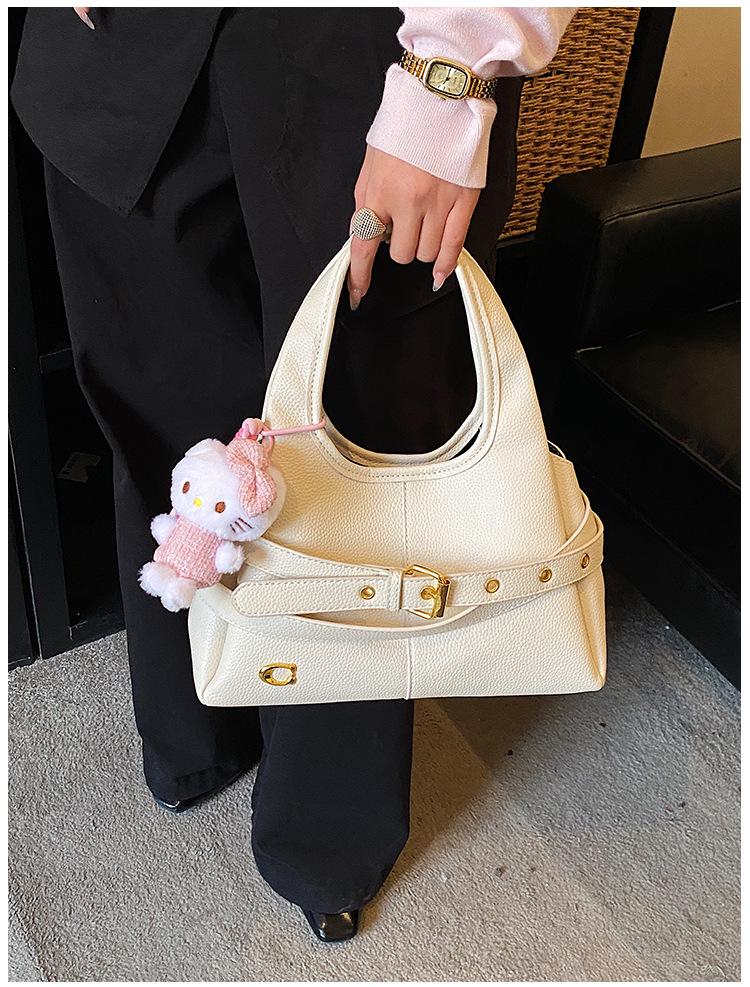 Women s Lychee Pattern Retro Crossbody Bucket Bag