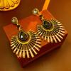 Baroque Style Zircon Earrings,Ornate Filigree Gemstone Earrings,Vintage Gemstone Drop Earrings,