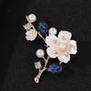 Mother Day Brooch with Strong Pin Design Imitation Pearl Cubic Zirconia Inlay Flower Shape Sweater Badge