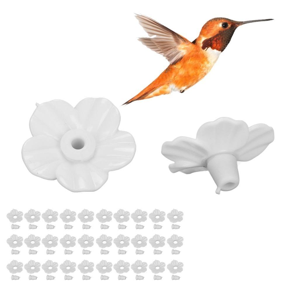 30 Sets Plastic Hummingbird Feeder Flowers Replaceable Hummingbird Feeder Parts Outdoor