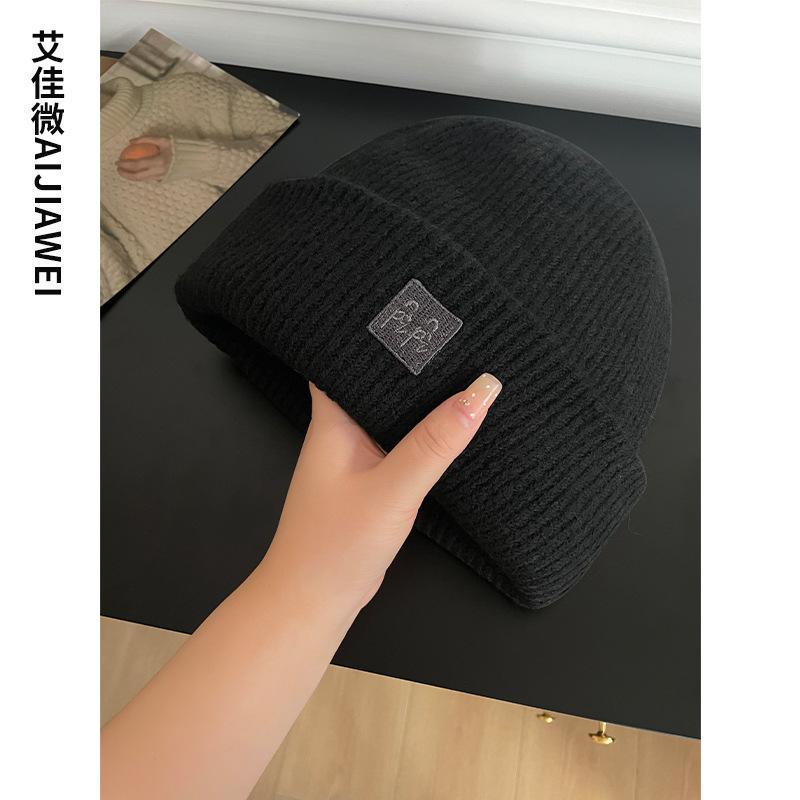 New wool hat women's winter face small ear protectors thickened warm knitted hat big head circumference ankela red cold hat