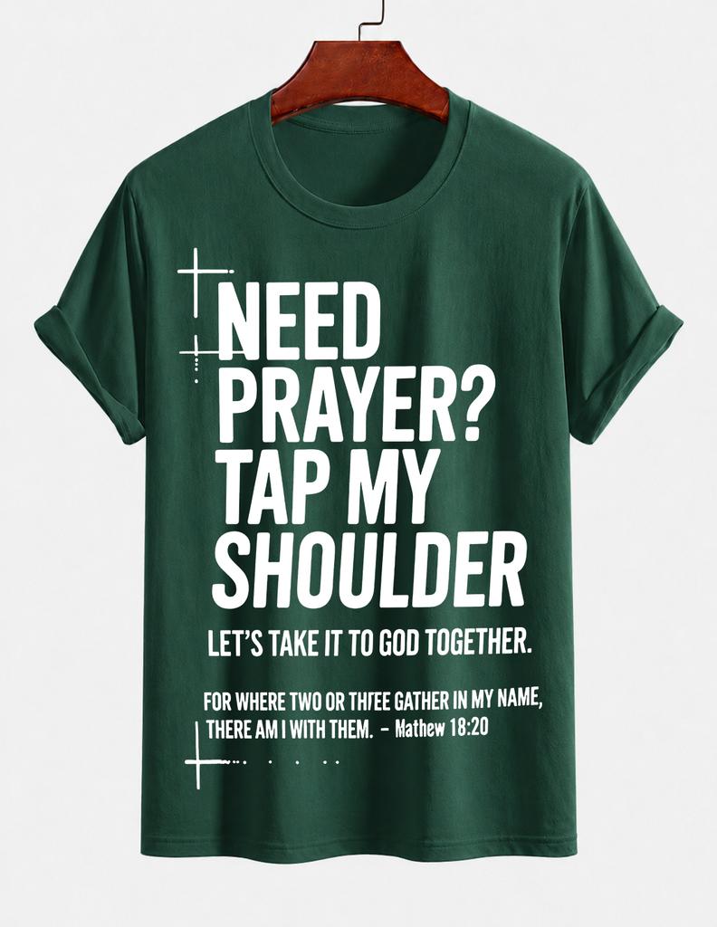 2026 New Pure Cotton Tshirt Need Prayer Pat My Shoulder Christian Printed Crew Neck Short Sleeve Casual Top