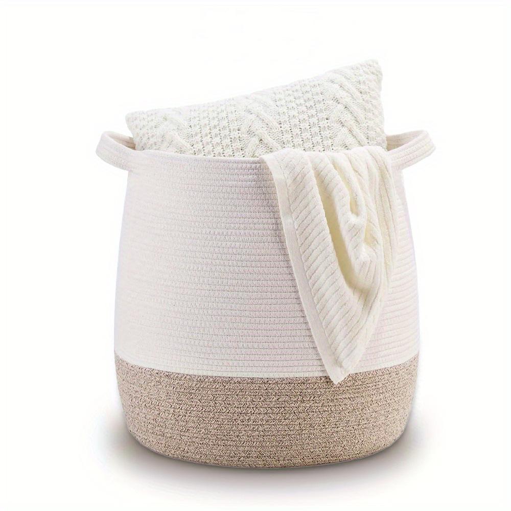 Cotton Rope Woven Basket for Laundry, Toys, and Storage with Handles