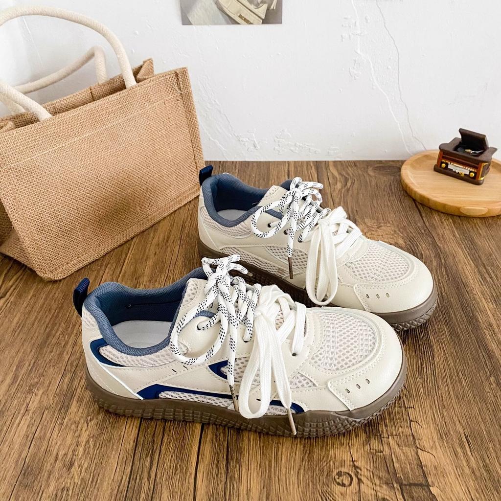 2025 spring new little white shoes mesh breathable sports and leisure board shoes fashion versatile non-slip German training shoes women