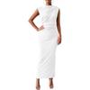 2026 Women's Spring/Summer Sleeveless Back-Slit Ruched Tight-Fitting Bodycon Dress