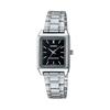 CASIO black and no overseas a big or entrance women's watch, silver, square, analog, small, simple, box. model. purchase