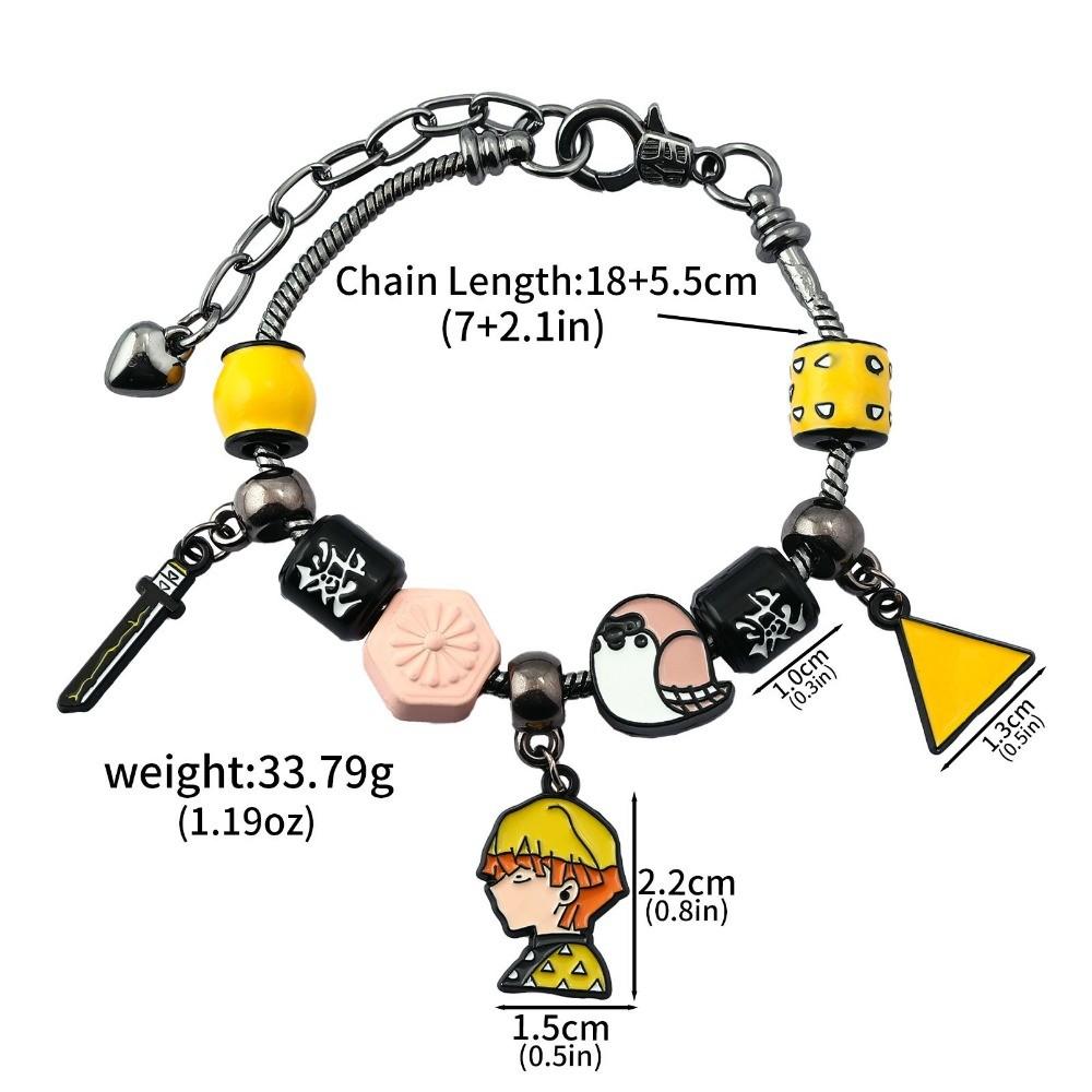 Anime Demon Slayer Kimetsu No Yaiba Bracelet DIY Beaded Cartoon Character Pendant Hand Dress Cosplay Props Fan Gift Jewelry