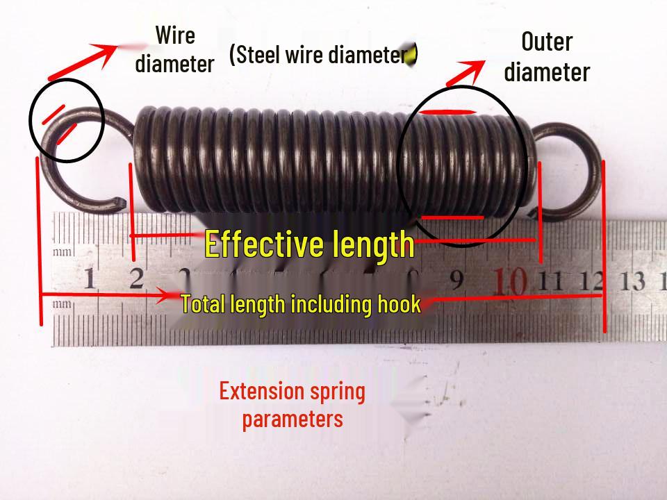 In-Stock Hook Extension Spring: 2.0mm Wire, 16mm Outer Diameter, 40-500mm Length Options