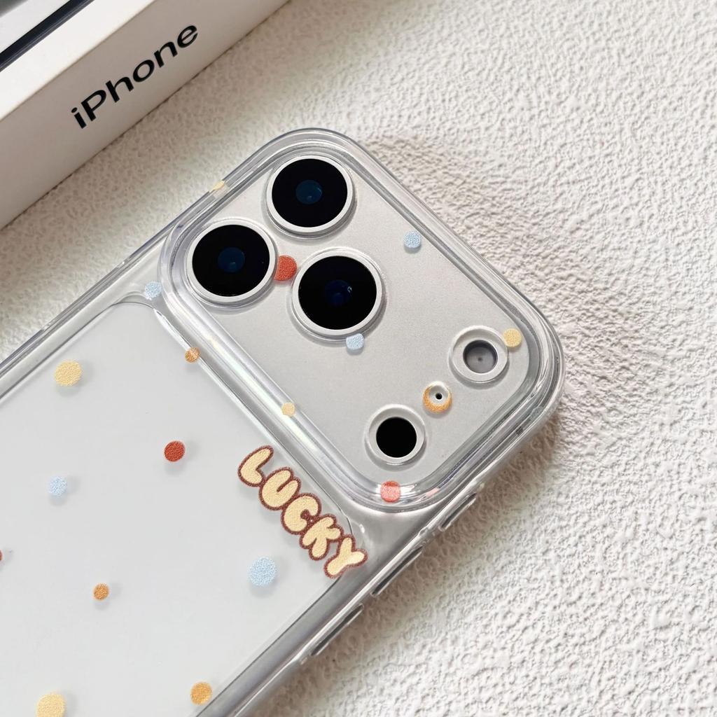 Polka dot dessert bread is suitable for Apple 16/17Pro mobile phone case IP15 anti-drop 14 cute 13 transparent space case