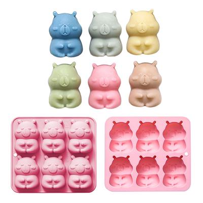 6 Cavity Large Capybara Mousse Cake Mold Food Grade Silicone Chocolate Dessert Baking Mould Family Gathering Bakewares