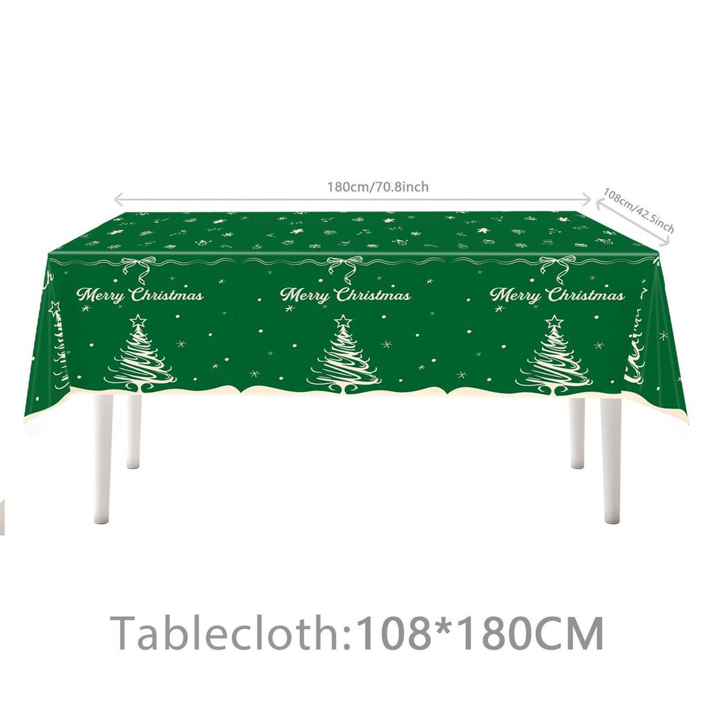 Red & Green Christmas Party Disposable Tableware Set: Tablecloth, Plates, Napkins, Decorations