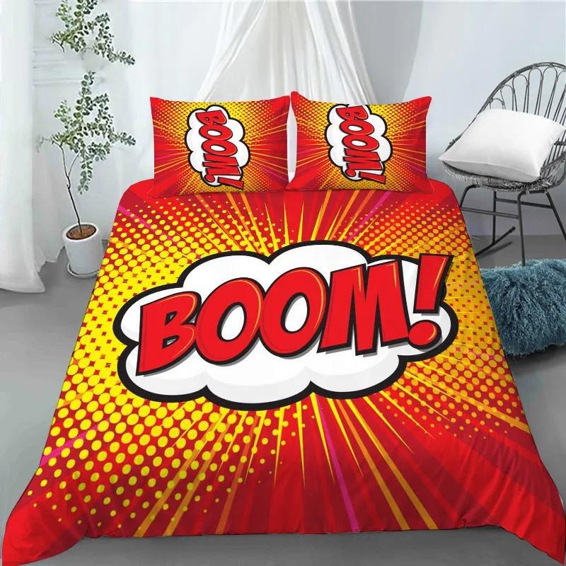 3D Hip Hop Art Style Duvet Cover Cool Rock and Roll Style Quilt Cover with Pillowcase for Kid Home Bedroom Decor King Queen Size