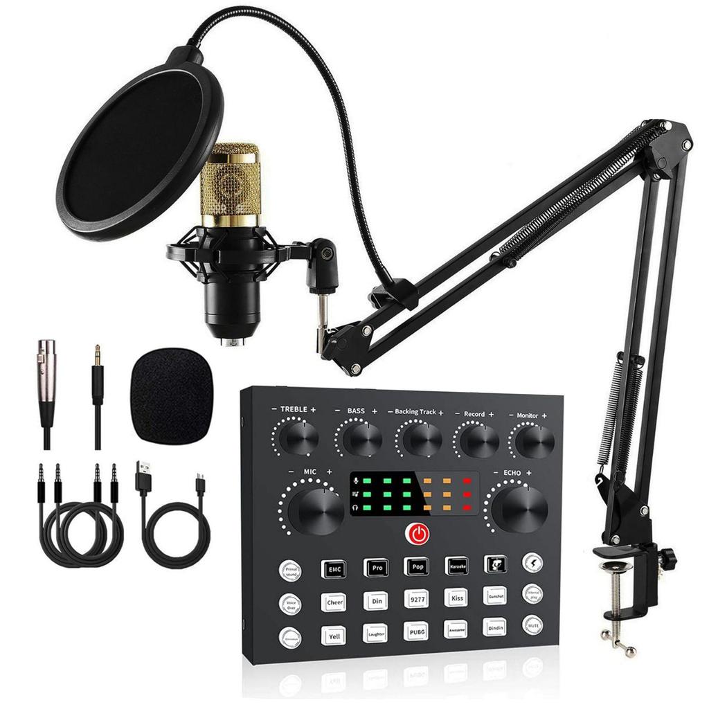 "BM800 Live Sound Card Set: English Version, V8s Compatible with Podcasts & Platforms"