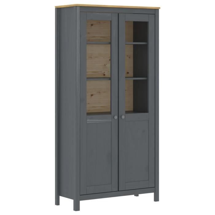 VidaXL Buffet Hill Range Gris 85x37x170,5 cm Bois de pin solide