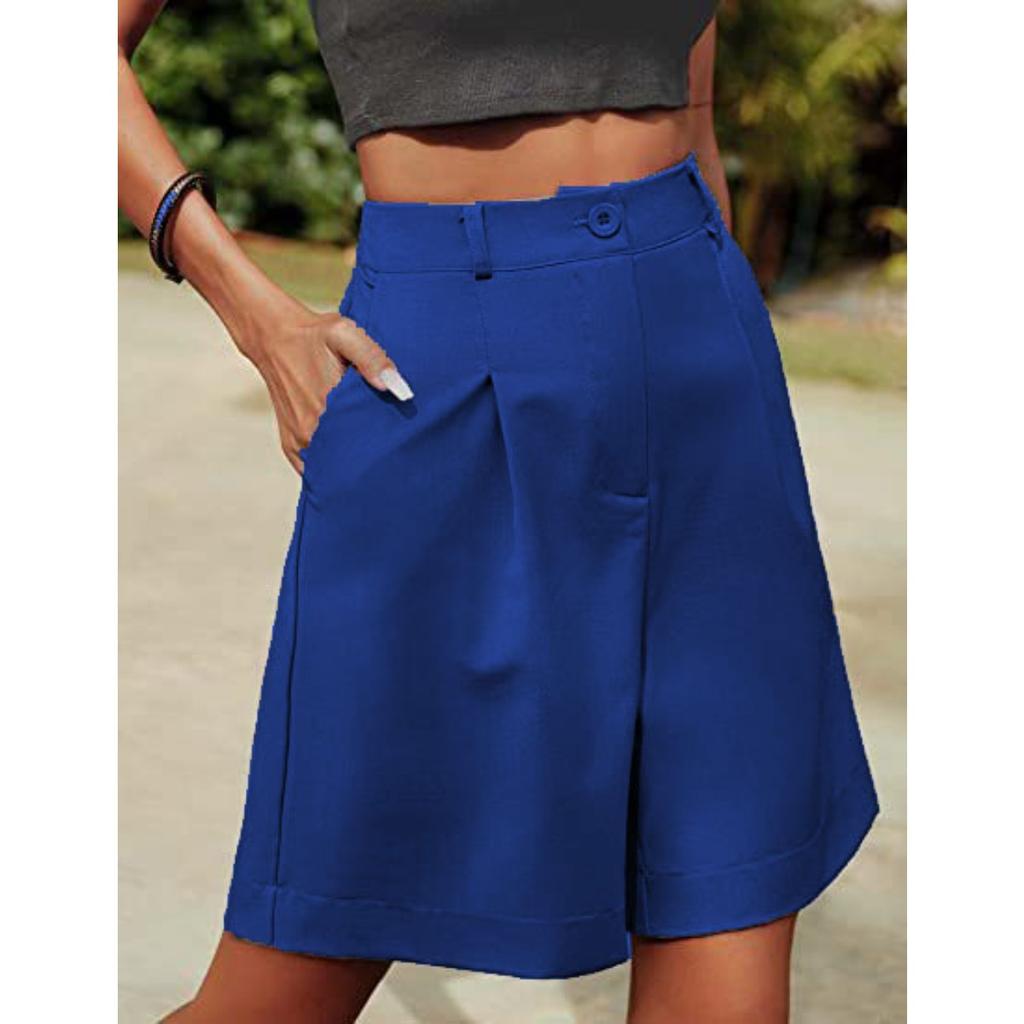 Pantalones para Mujer, Verano, Corte Ajustado, Cintura Alta, Corte Holgado, Adelgazantes, Pierna Recta, Pantalones Casuales de Longitud Media, Transpirables, Pierna Ancha, Pantalones Cortos