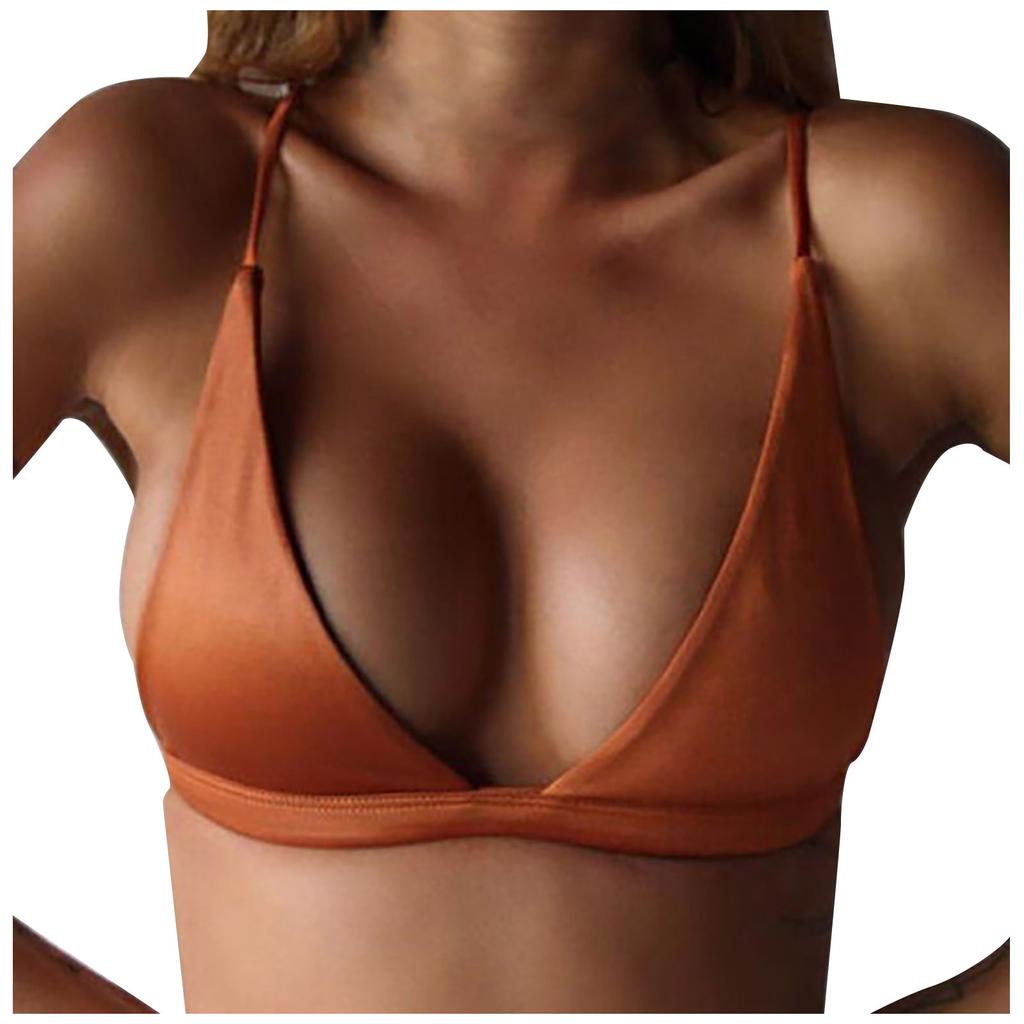 Mode Frauen Einfarbig Sexy Bikini Badeanzug Tops Casual Sling Bademode Tops