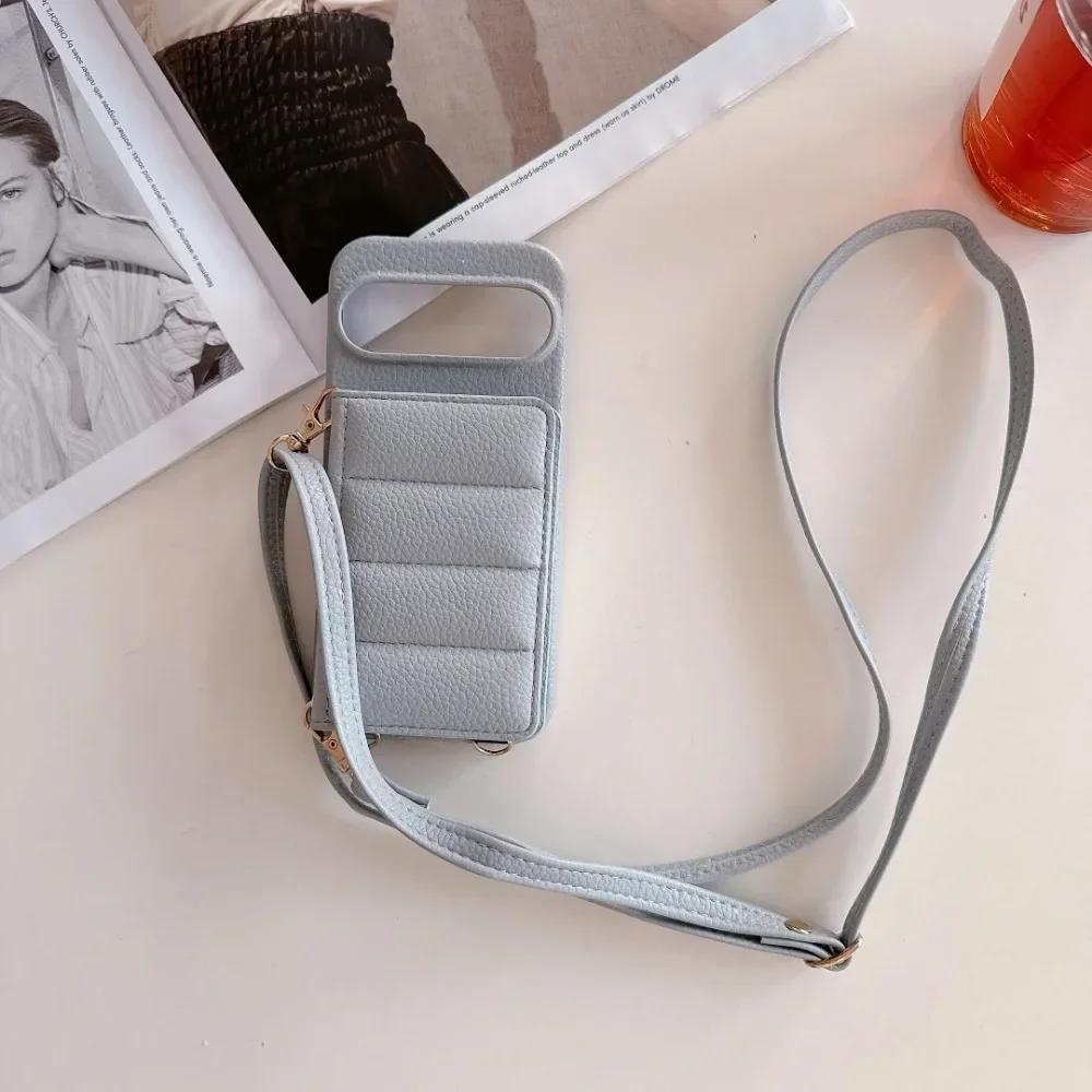 Lanyard Crossbody Leather Phone Case for Google Pixel 6 7 8 9 Pro XL 8A 7A 6A  Mirror Wallet Card Slot Holder Protective Cover