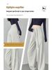 2025 Black Women's High-Waisted Slimming Cuffed Sweatpants - American Style Straight-Leg Lantern Pants for Autumn