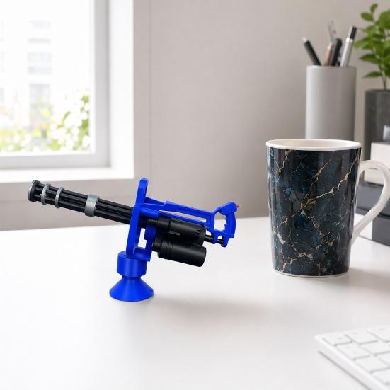 3D Printed Gatling Gun-shaped Figurine, Rotating Desktop Toy, Military Style Desk Decor, Funny Stress Relief Fidget Toy for Adults and Kids, Creative