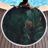 Pine Tree Printed Round Beach Towel with Tassels, Microfiber Beach Blanket, Absorbent Quick Dry Pool Towel Portable Picnic Mat