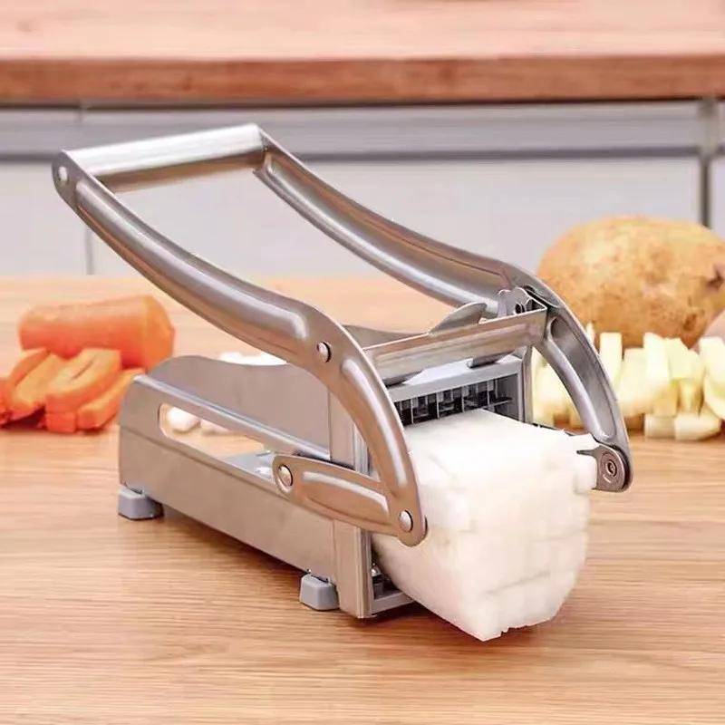Multi-functional Potato Slicer for Cutting Carrots Cucumbers French Fry Cutter Stainless Steel Potato Cutter with 2 Blades
